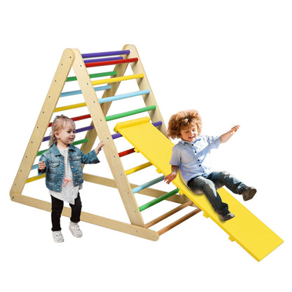 Foldable Wooden Climbing Triangle Indoor with Ladder for Toddler Baby, Multicolor Climbers & Slides   at Gallery Canada