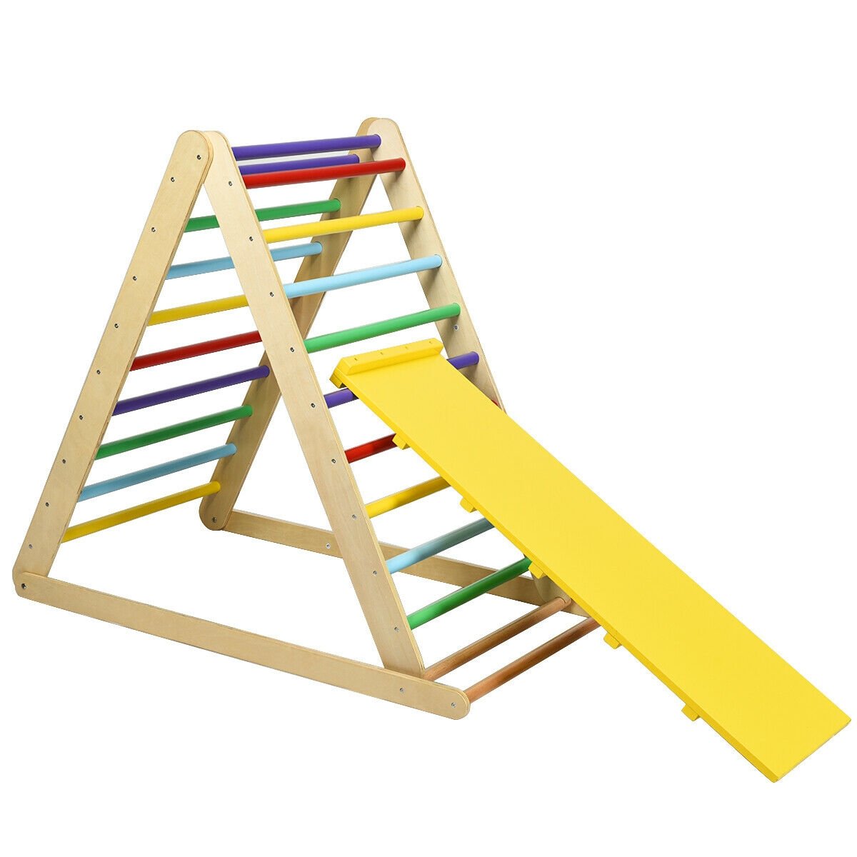 Foldable Wooden Climbing Triangle Indoor with Ladder for Toddler Baby, Multicolor Climbers & Slides   at Gallery Canada