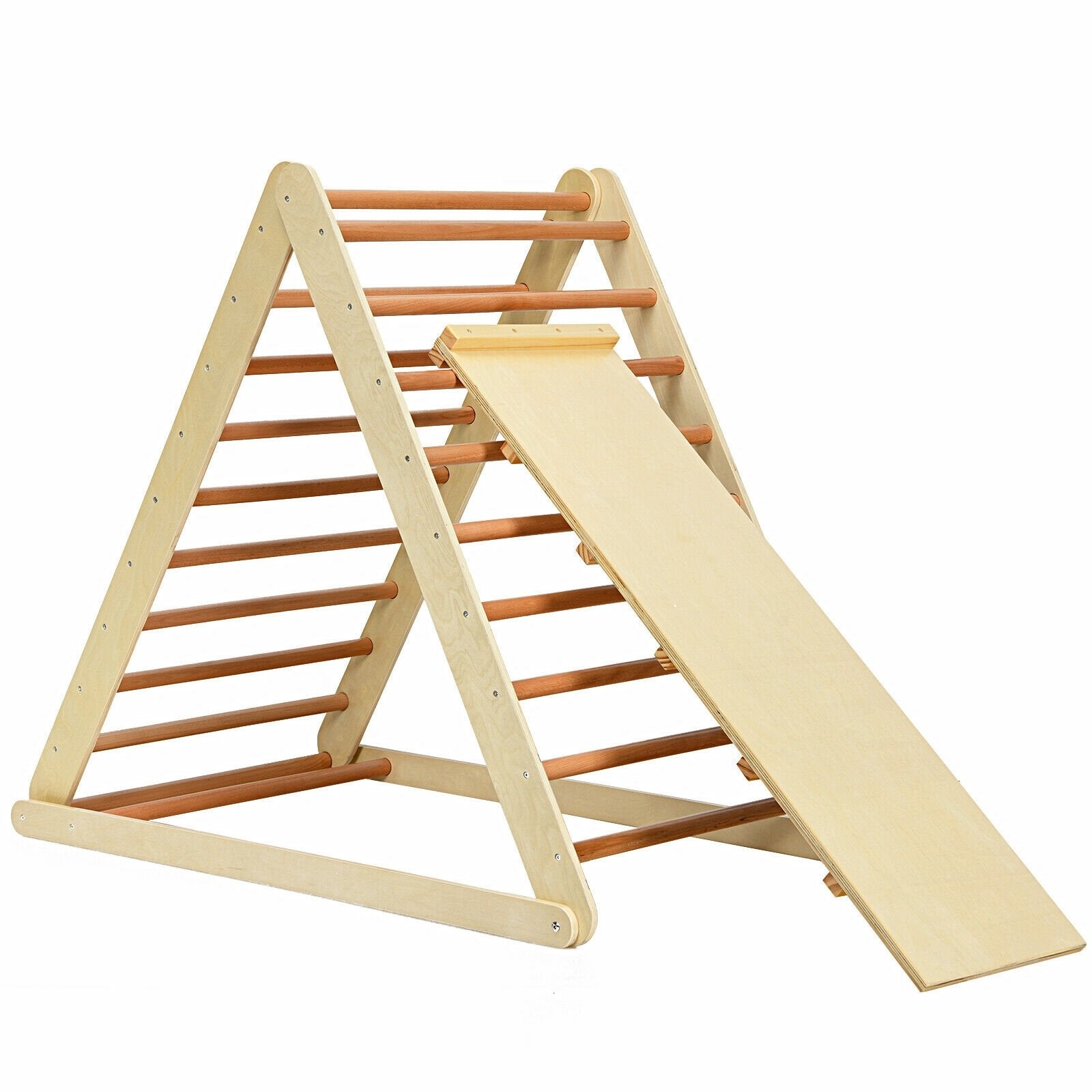 Foldable Wooden Climbing Triangle Indoor with Ladder for Toddler Baby, Natural Climbers & Slides   at Gallery Canada