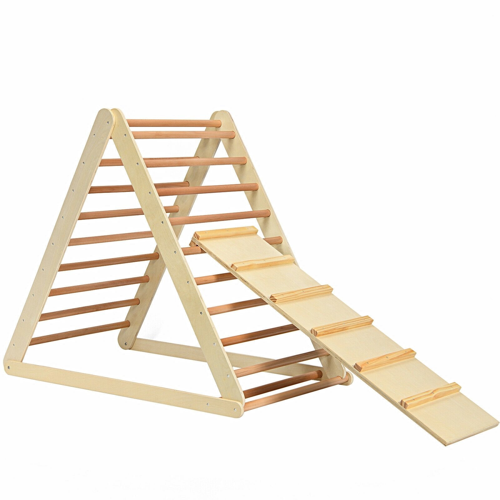 Foldable Wooden Climbing Triangle Indoor with Ladder for Toddler Baby, Natural Climbers & Slides   at Gallery Canada