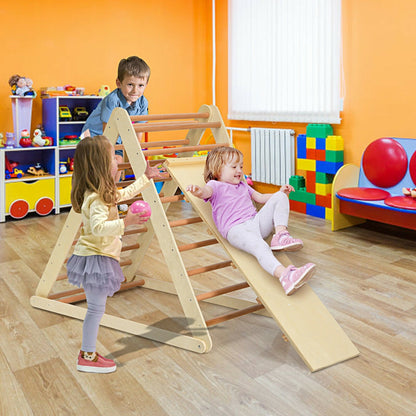 Foldable Wooden Climbing Triangle Indoor with Ladder for Toddler Baby, Natural Climbers & Slides   at Gallery Canada