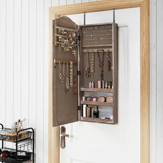 Wall/Door Mounted Jewelry Armoire Cabinet with Mirror, Brown Jewelry Armoires   at Gallery Canada