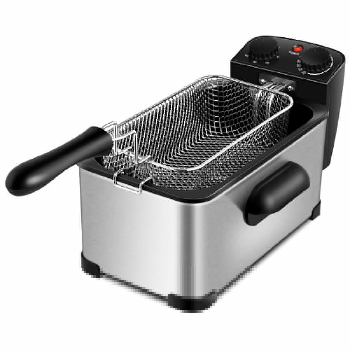 3.2 Quart Electric Stainless Steel Deep Fryer with Timer, Silver Air Fryers   at Gallery Canada