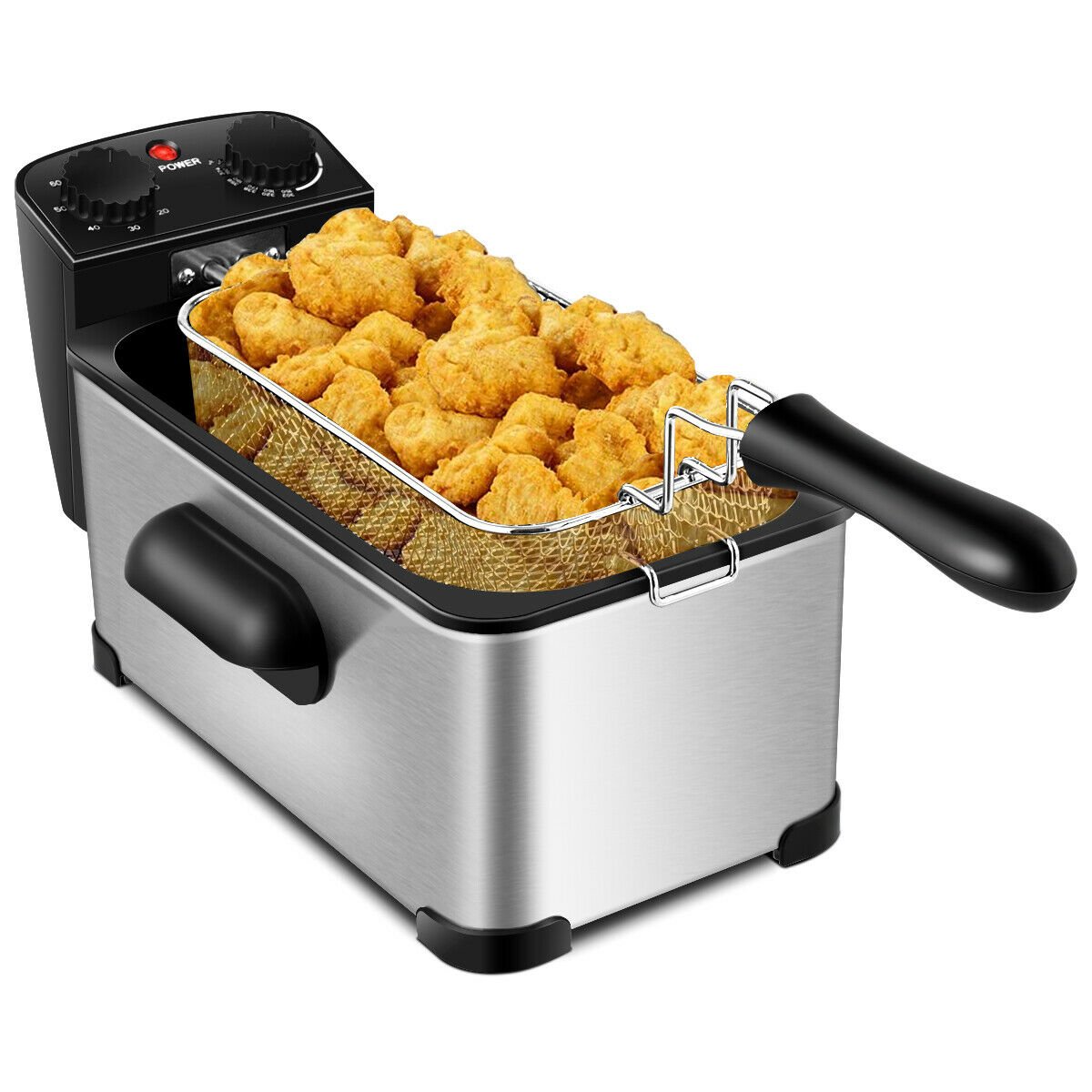 3.2 Quart Electric Stainless Steel Deep Fryer with Timer, Silver Air Fryers   at Gallery Canada