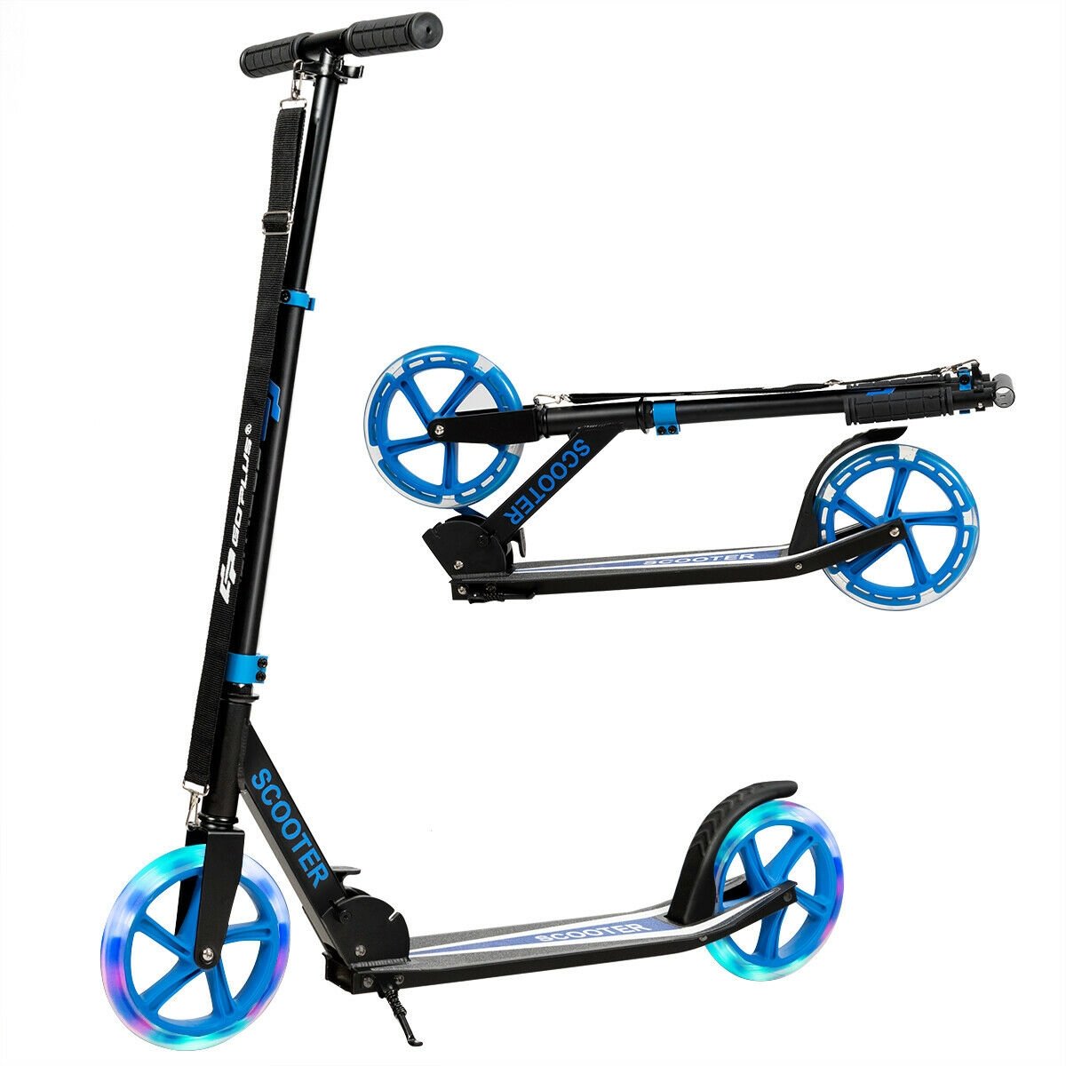 Portable Folding Sports Kick Scooter with LED Wheels, Blue Scooters   at Gallery Canada