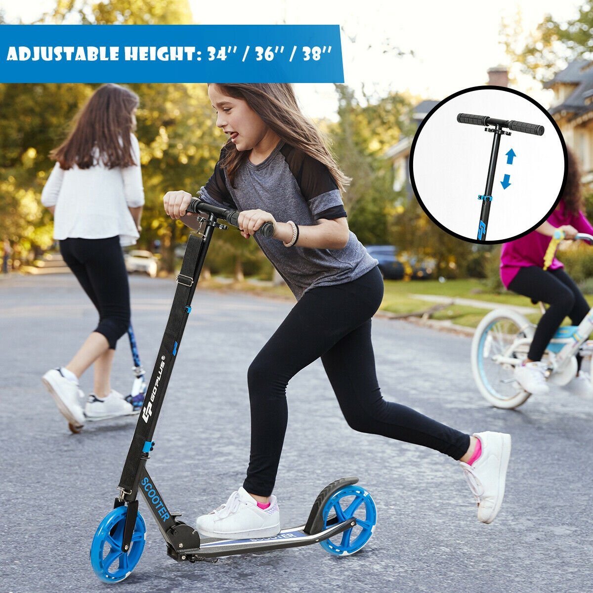 Portable Folding Sports Kick Scooter with LED Wheels, Blue Scooters   at Gallery Canada