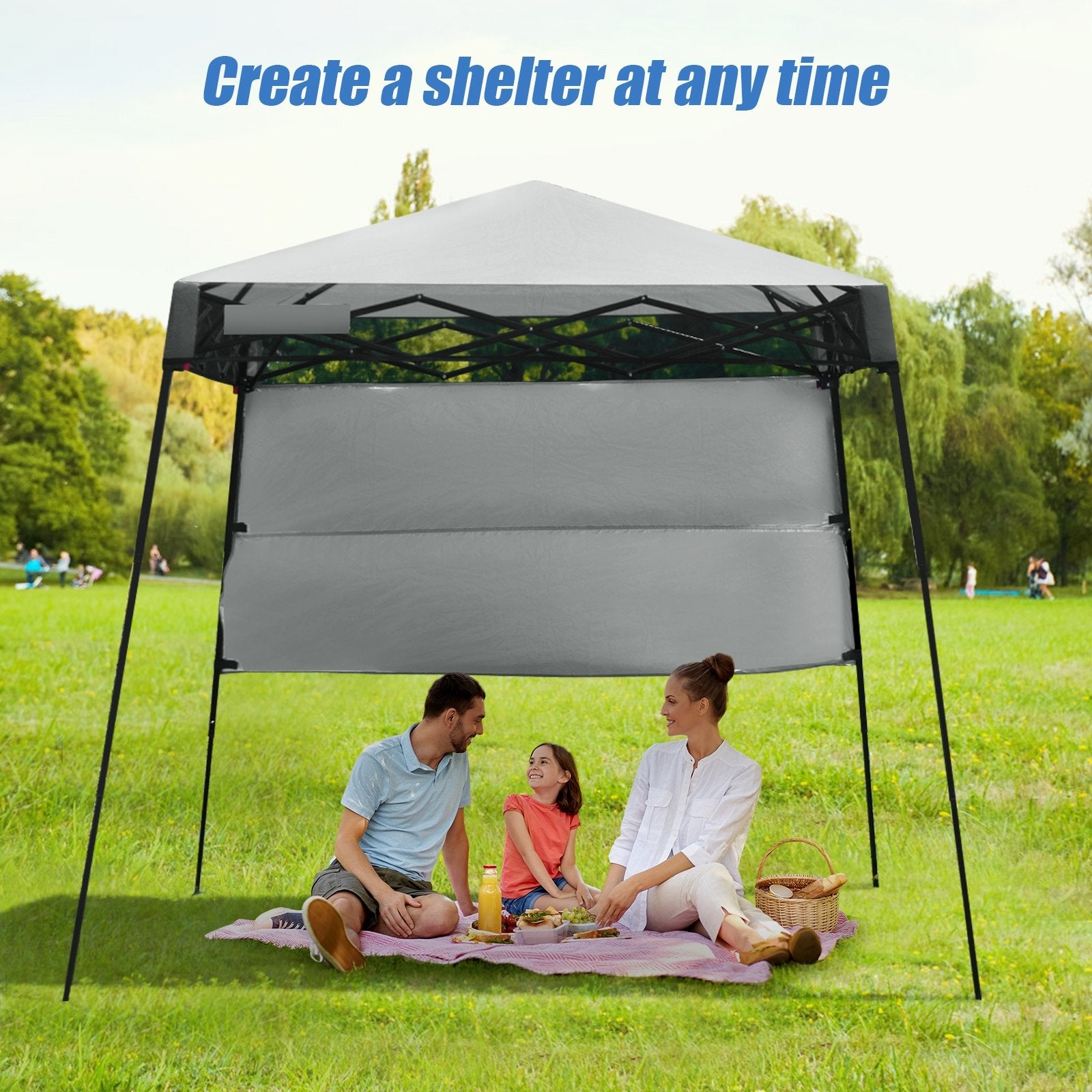 7 x 7 Feet Sland Adjustable Portable Canopy Tent with Backpack, Gray Canopies   at Gallery Canada