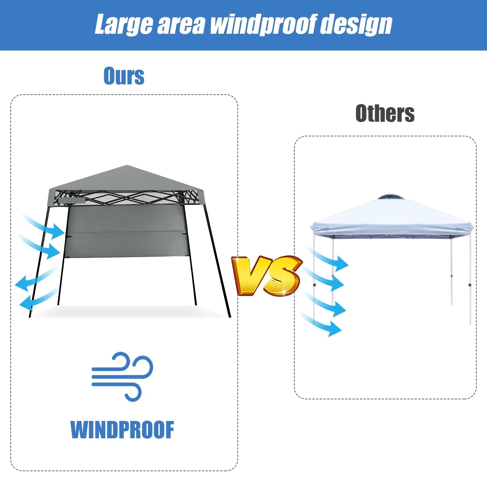 7 x 7 Feet Sland Adjustable Portable Canopy Tent with Backpack, Gray Canopies   at Gallery Canada