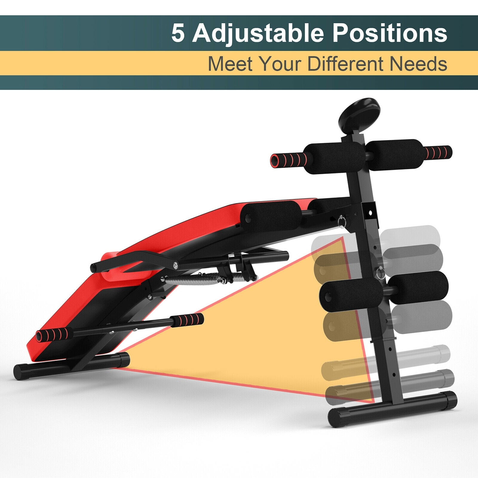Multi-Functional Foldable Weight Bench Adjustable Sit-up Board with Monitor, Red Benches Racks & Bars at Gallery Canada