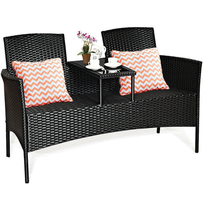 Wicker Patio Conversation Furniture Set with Removable Cushions and Table, White Patio Conversation Sets   at Gallery Canada