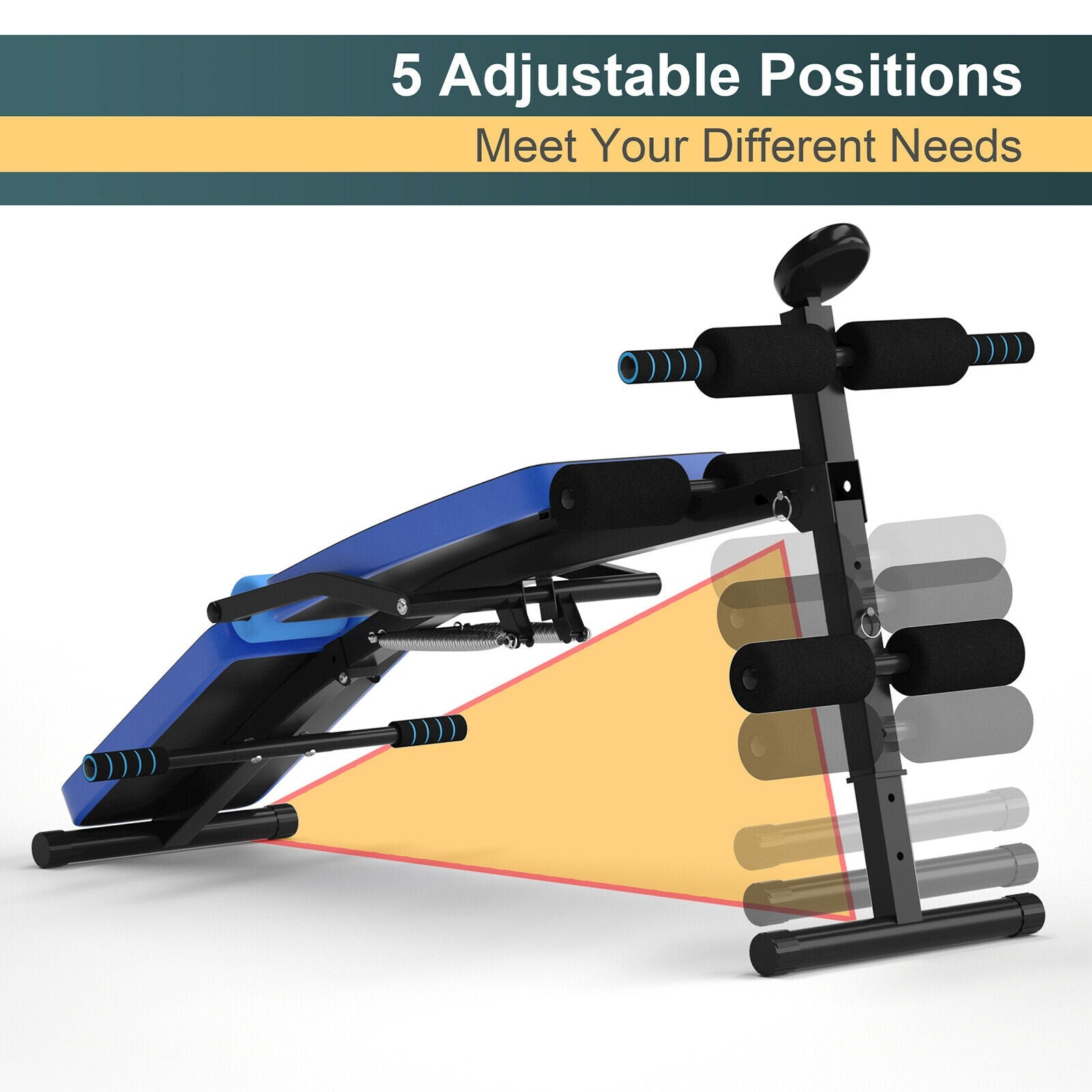 Multi-Functional Foldable Weight Bench Adjustable Sit-up Board with Monitor, Blue Benches Racks & Bars at Gallery Canada