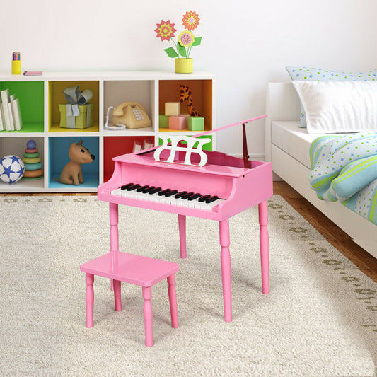 30-Key Wood Toy Kids Grand Piano with Bench and Music Rack, Pink Pianos & Keyboards Pink  at Gallery Canada