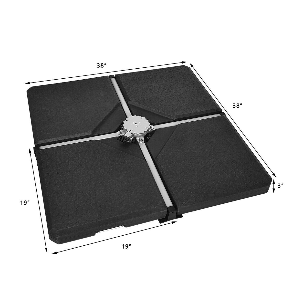 4 Pieces Square Fillable Patio Umbrella Base Set with Handle and Funnel, Black Outdoor Umbrella Bases   at Gallery Canada