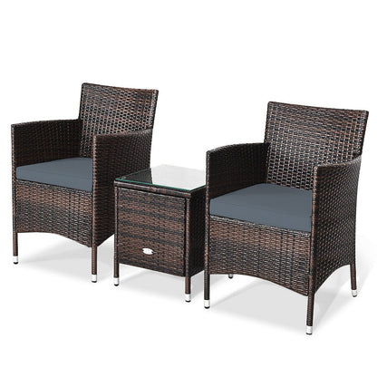 3 Pieces Patio Furniture Set Outdoor Wicker Rattan Set, Gray Patio Conversation Sets   at Gallery Canada