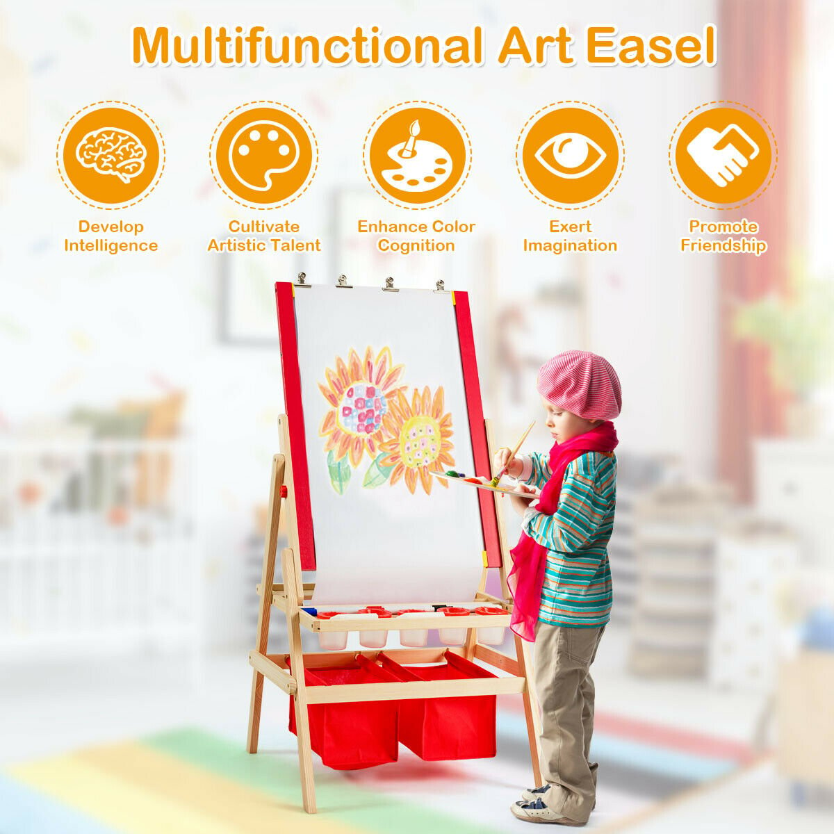 Flip-Over Double-Sided Kids Art Easel, Multicolor Art Easels   at Gallery Canada