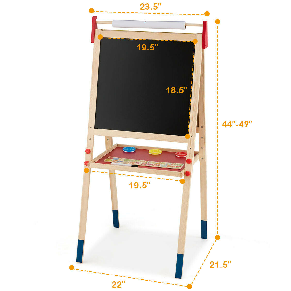 All-in-One Wooden Height Adjustable Kid's Art Easel with Magnetic Stickers and Paper, Multicolor Art Easels at Gallery Canada