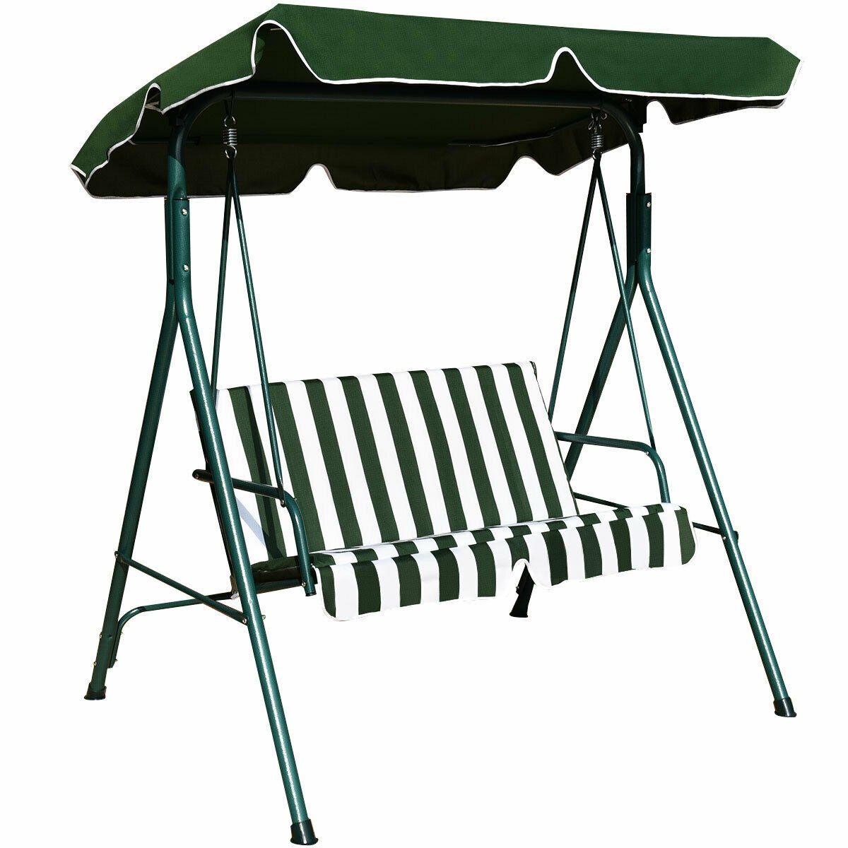 Loveseat Cushioned Patio Steel Frame Swing Glider , Green Porch Swings   at Gallery Canada