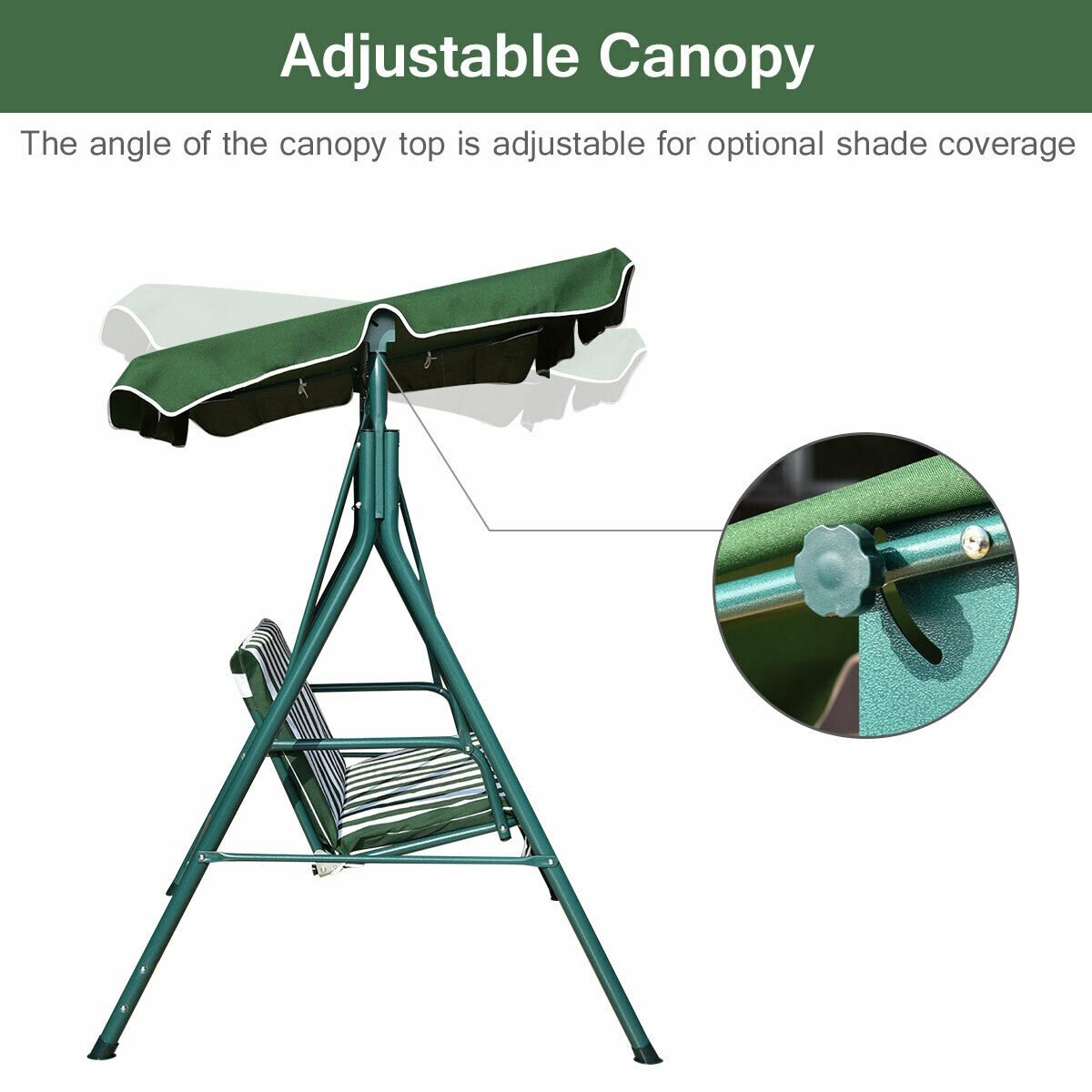 Loveseat Cushioned Patio Steel Frame Swing Glider , Green Porch Swings   at Gallery Canada