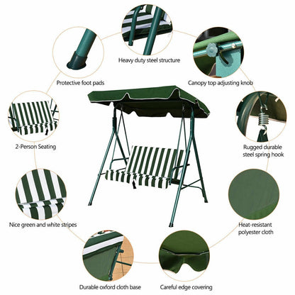 Loveseat Cushioned Patio Steel Frame Swing Glider , Green Porch Swings   at Gallery Canada