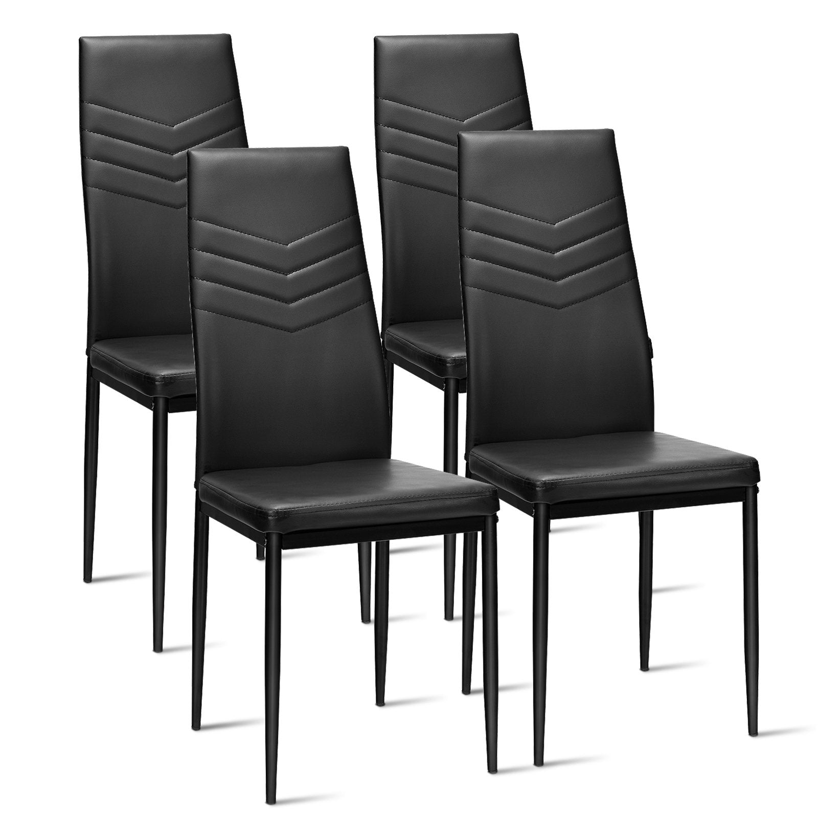 Set of 4 High Back Dining Chairs with PVC Leather and Non-Slip Feet Pads, Black Dining Chairs   at Gallery Canada