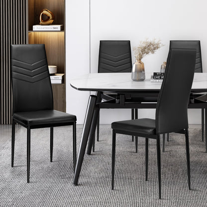 Set of 4 High Back Dining Chairs with PVC Leather and Non-Slip Feet Pads, Black Dining Chairs   at Gallery Canada