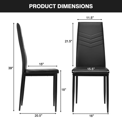 Set of 4 High Back Dining Chairs with PVC Leather and Non-Slip Feet Pads, Black Dining Chairs   at Gallery Canada