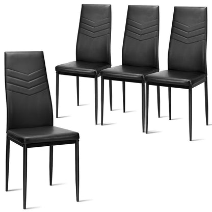 Set of 4 High Back Dining Chairs with PVC Leather and Non-Slip Feet Pads, Black Dining Chairs   at Gallery Canada