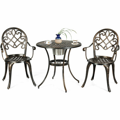 3 Pieces Outdoor Set Patio Bistro with Attached Removable Ice Bucket, Bronze Patio Conversation Sets   at Gallery Canada