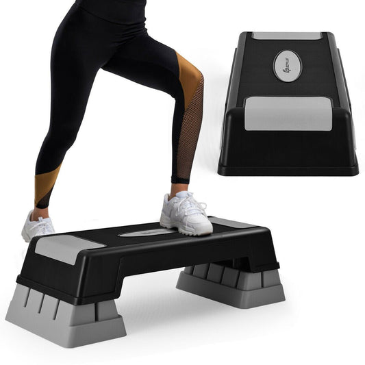 Aerobic Exercise Stepper Trainer with Adjustable Height, Gray - Gallery Canada