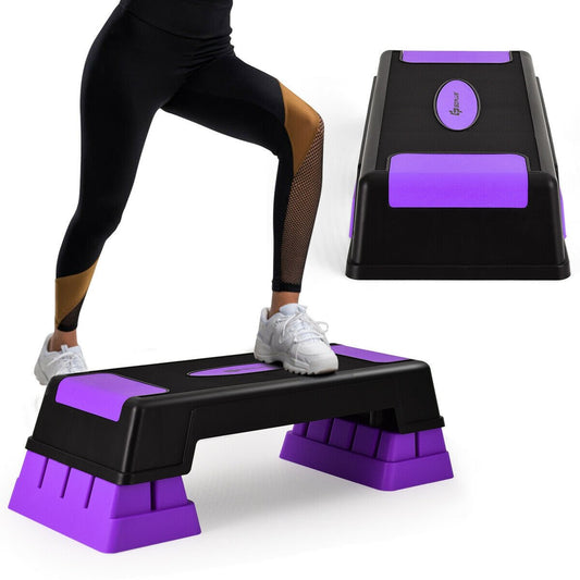 Aerobic Exercise Stepper Trainer with Adjustable Height 5"-7"-9", Purple - Gallery Canada