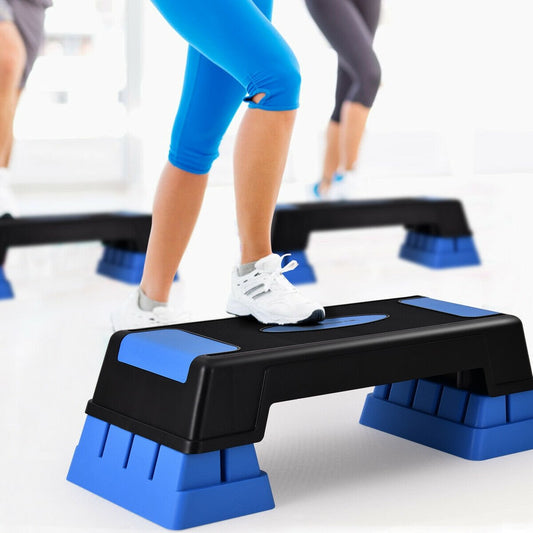 Aerobic Exercise Stepper Trainer with Adjustable Height, Blue - Gallery Canada