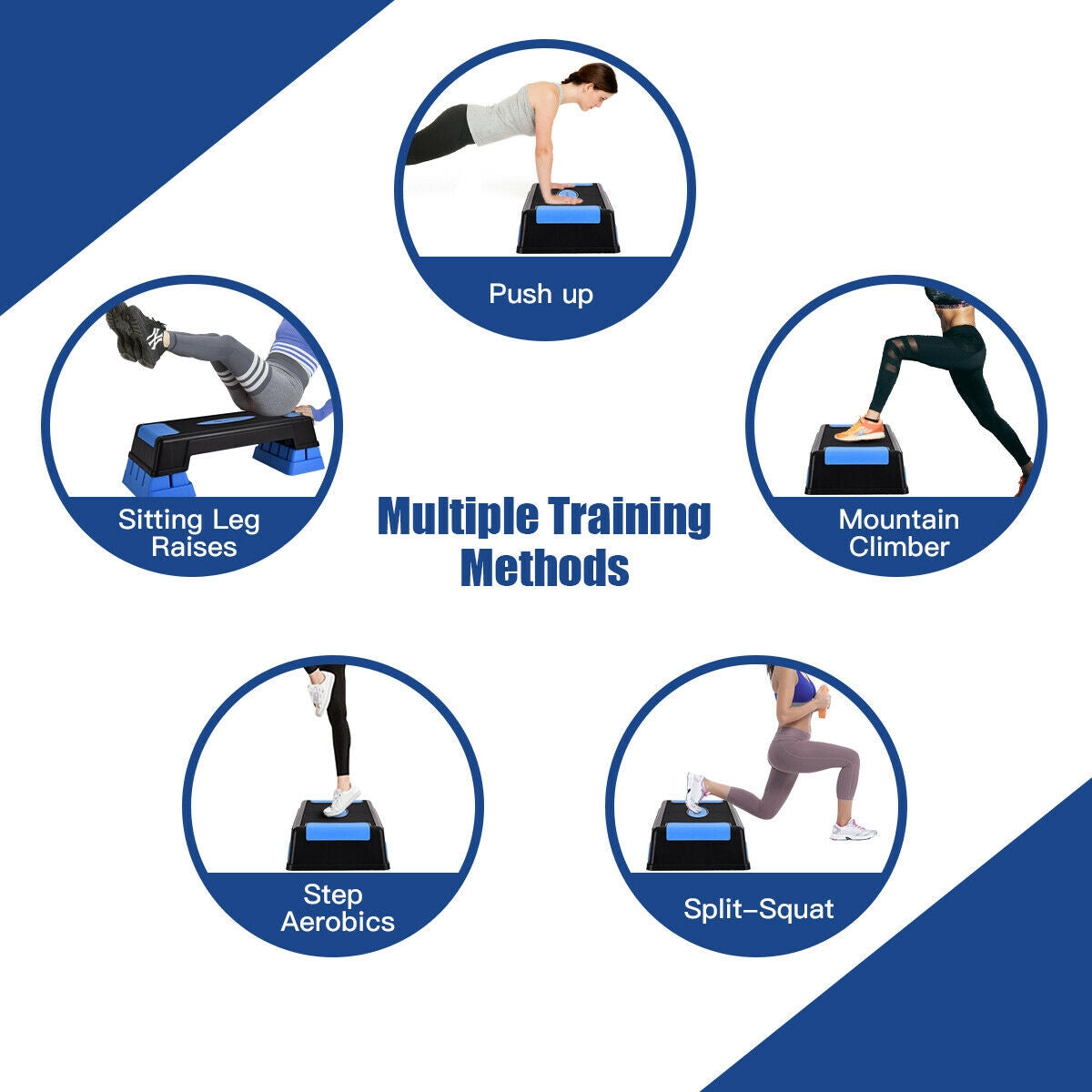 Aerobic Exercise Stepper Trainer with Adjustable Height, Blue Sport Equipments at Gallery Canada