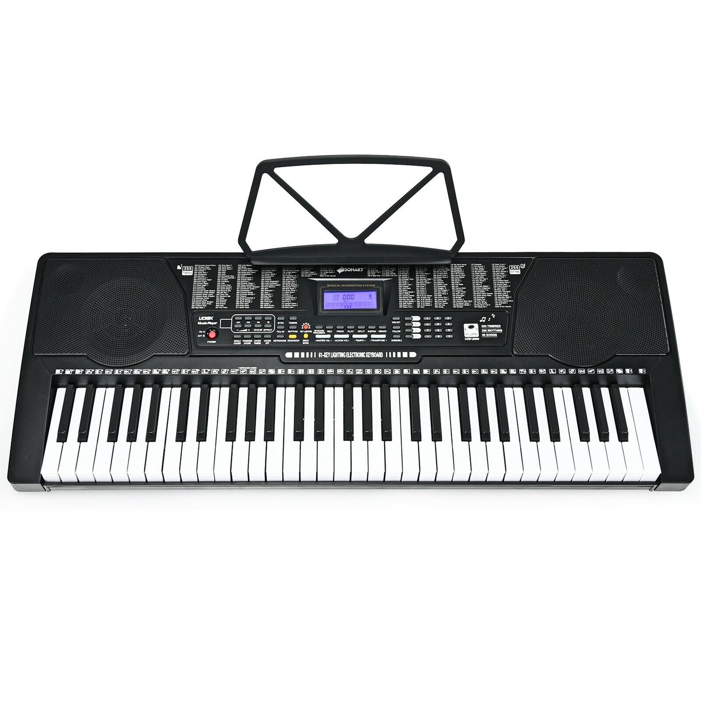 61-Key Electronic Keyboard Piano with Lighted Keys and Bench, Black - Gallery Canada