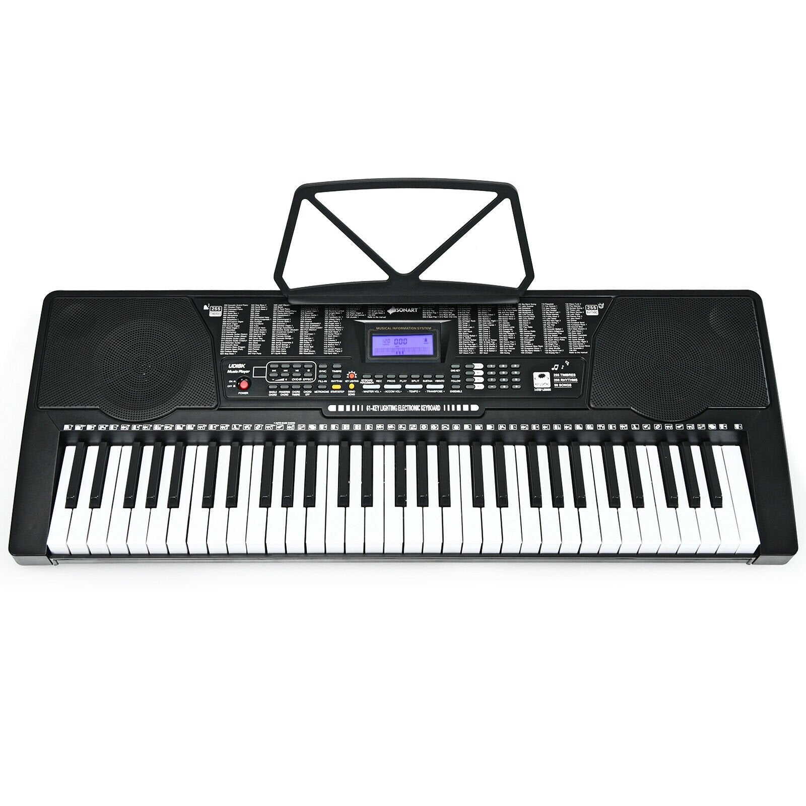 61-Key Electronic Keyboard Piano with Lighted Keys and Bench, Black - Gallery Canada