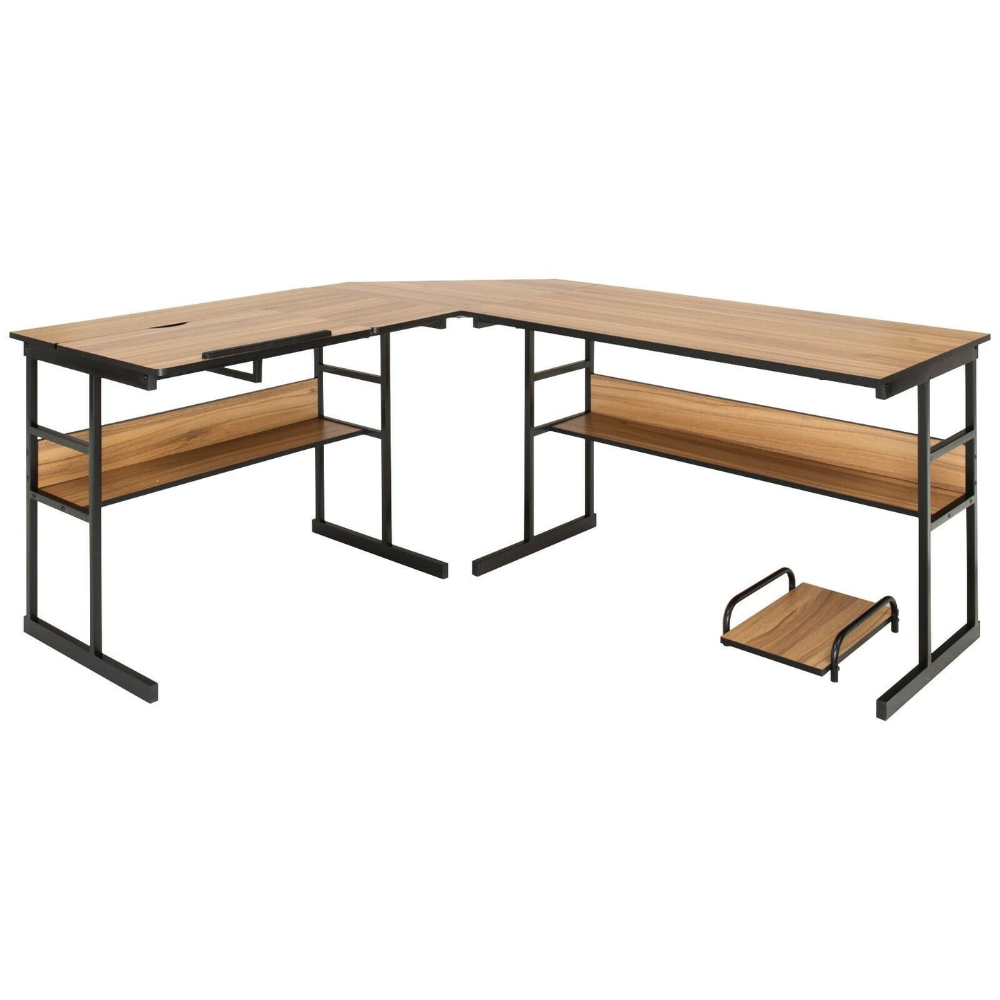 L-Shaped Computer Desk with Tiltable Tabletop, Walnut L-Shaped Desks   at Gallery Canada