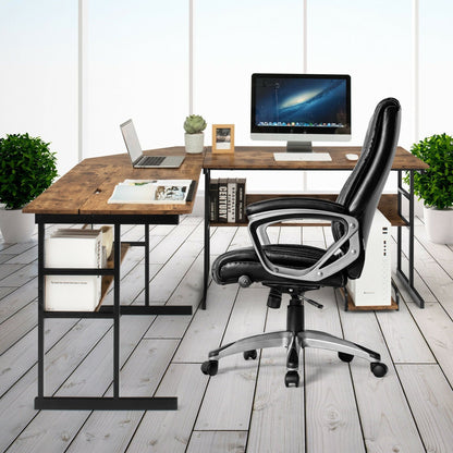 L-Shaped Computer Desk with Tiltable Tabletop, Rustic Brown L-Shaped Desks   at Gallery Canada