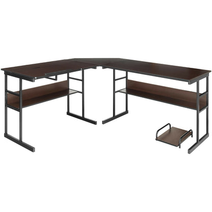 L-Shaped Computer Desk with Tiltable Tabletop, Brown L-Shaped Desks   at Gallery Canada