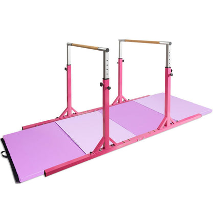 Kids Double Horizontal Bars Gymnastic Training Parallel Bars Adjustable, Pink Toy Sports   at Gallery Canada