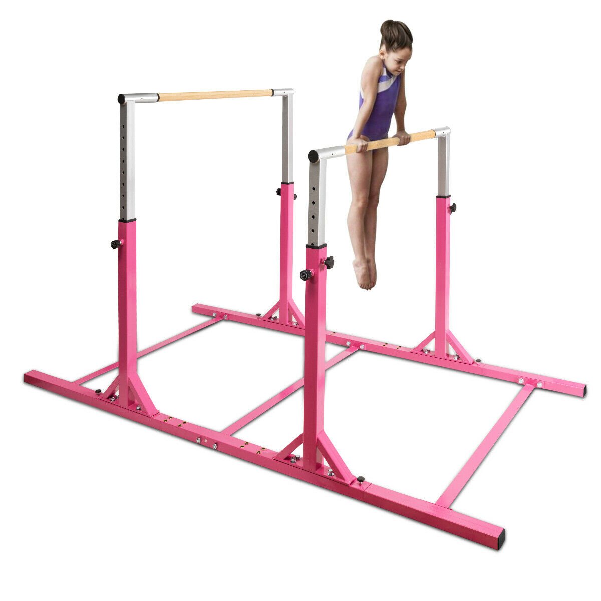 Kids Double Horizontal Bars Gymnastic Training Parallel Bars Adjustable, Pink Toy Sports   at Gallery Canada