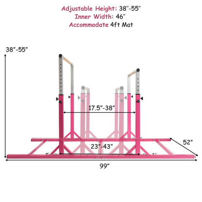 Kids Double Horizontal Bars Gymnastic Training Parallel Bars Adjustable, Pink Toy Sports   at Gallery Canada