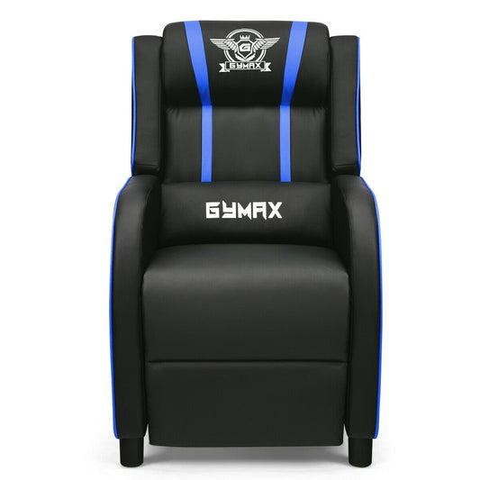 Massage Racing Gaming Single Recliner Chair, Blue - Gallery Canada