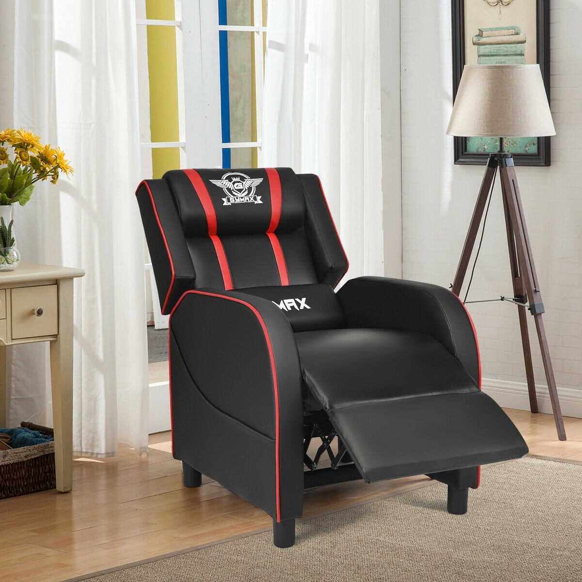 Massage Racing Gaming Single Recliner Chair, Red Gaming Chairs   at Gallery Canada