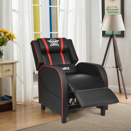 Massage Racing Gaming Single Recliner Chair, Red - Gallery Canada
