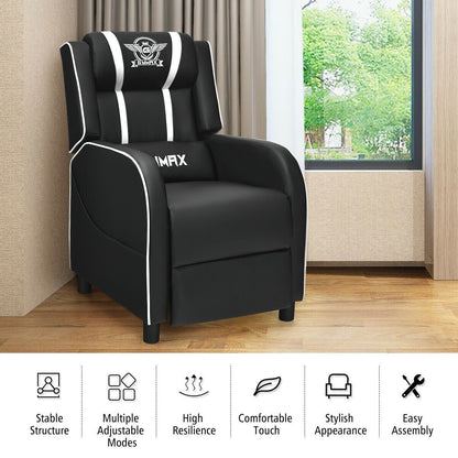 Massage Racing Gaming Single Recliner Chair, White Gaming Chairs   at Gallery Canada