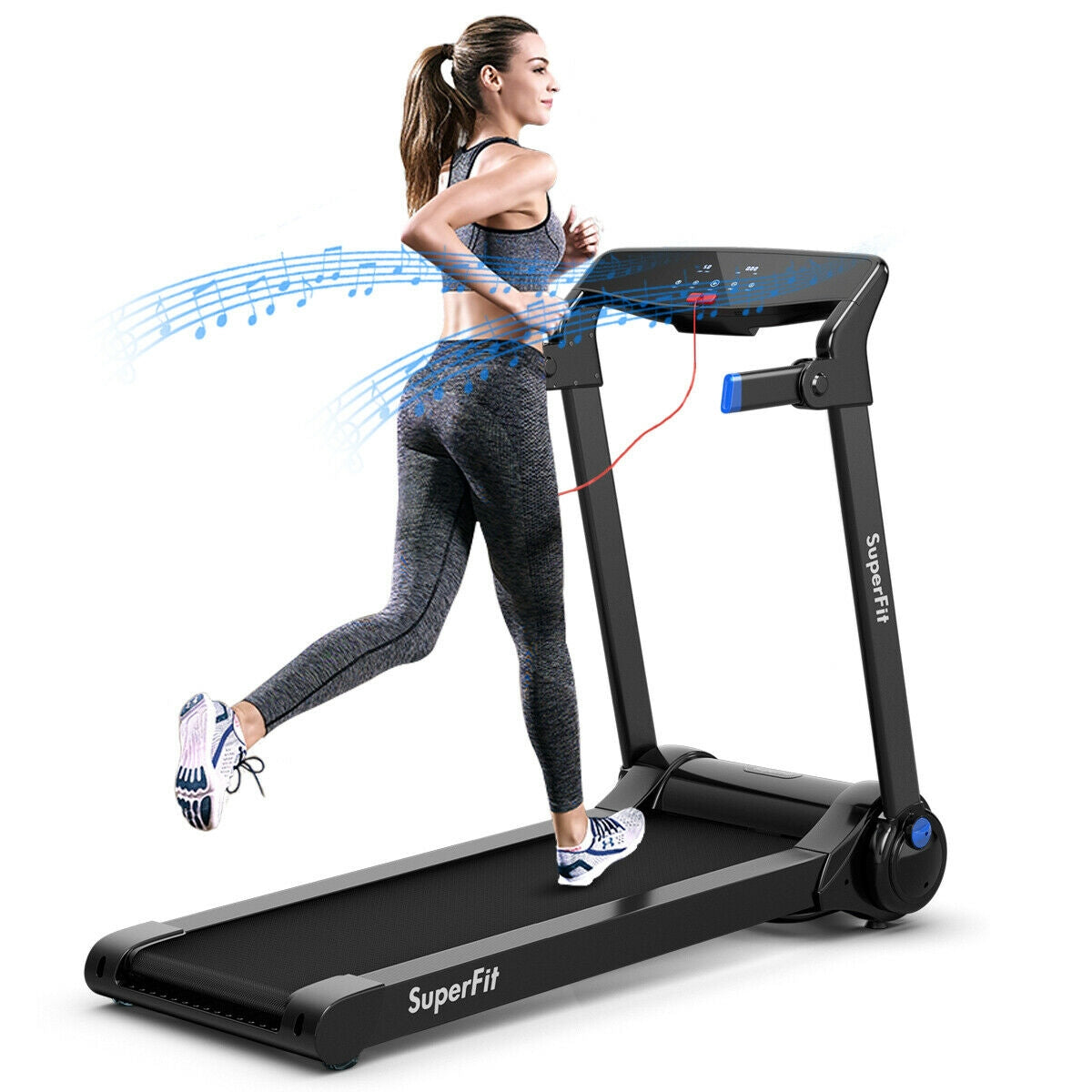 3HP Folding Electric Treadmill Running Machine, Blue Treadmills at Gallery Canada