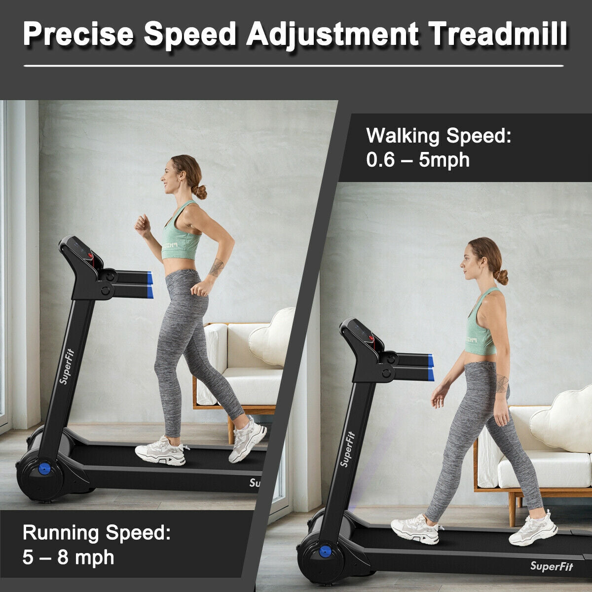 3HP Folding Electric Treadmill Running Machine, Blue Treadmills at Gallery Canada