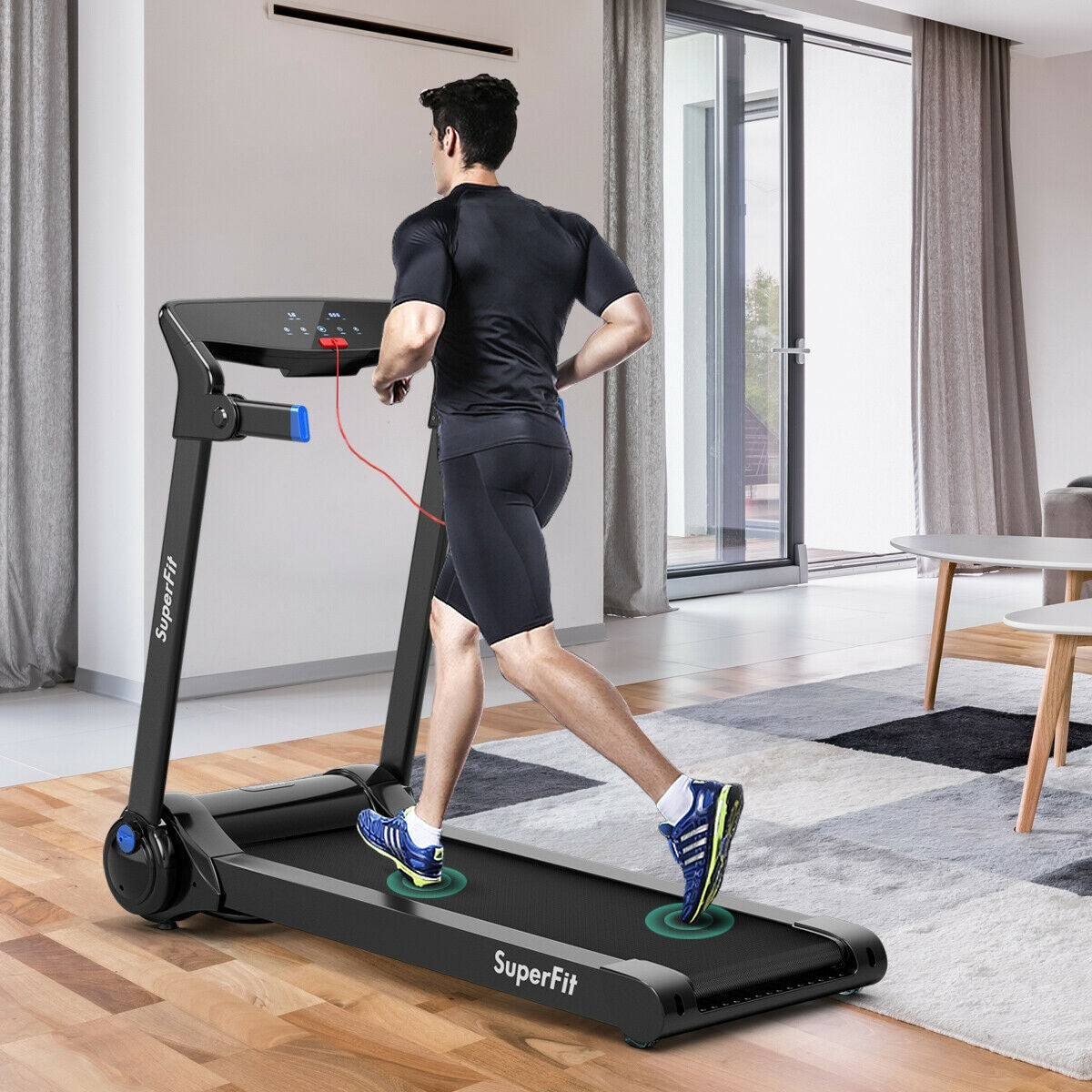 3HP Folding Electric Treadmill Running Machine, Blue Treadmills at Gallery Canada