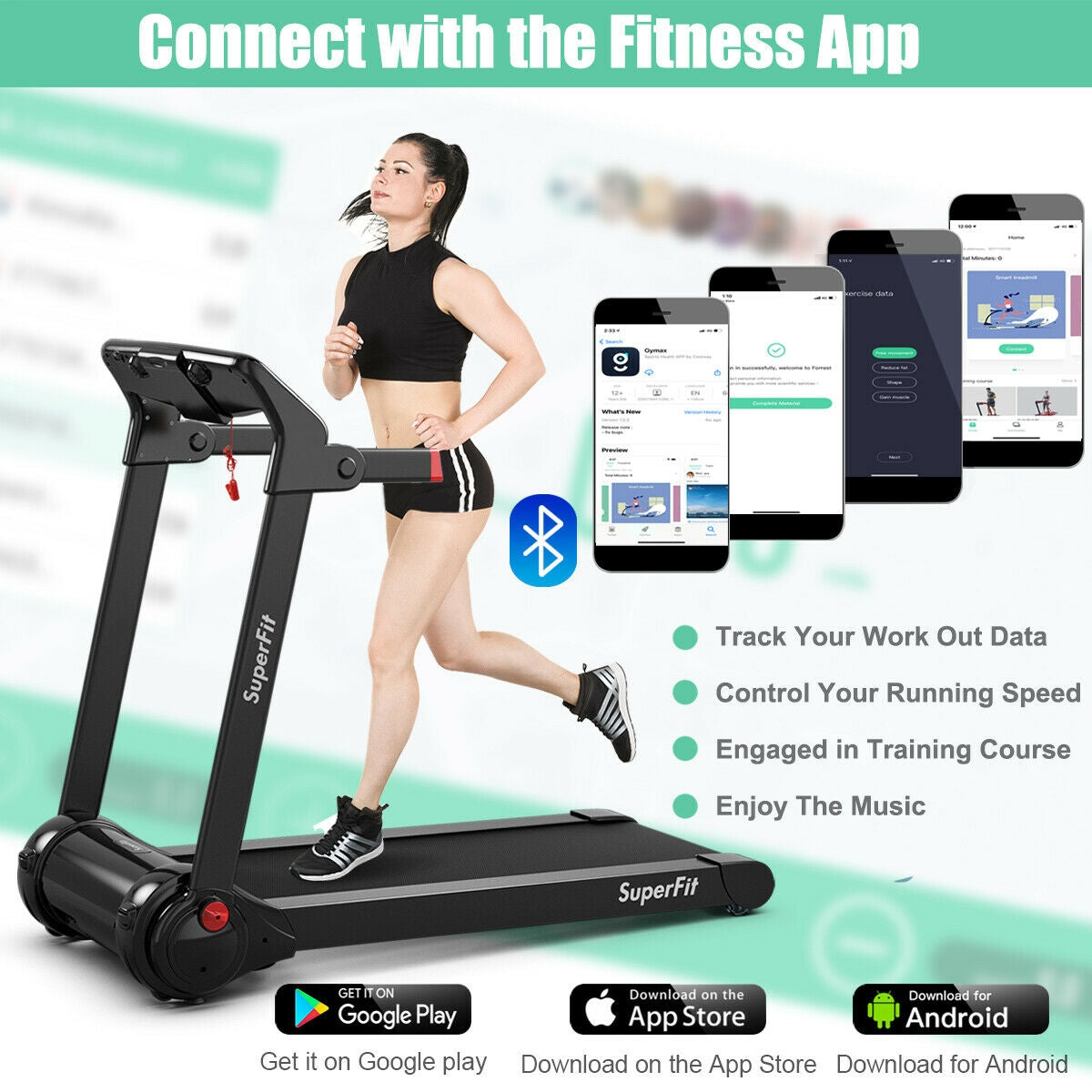 3HP Folding Electric Treadmill Running Machine, Red Treadmills at Gallery Canada