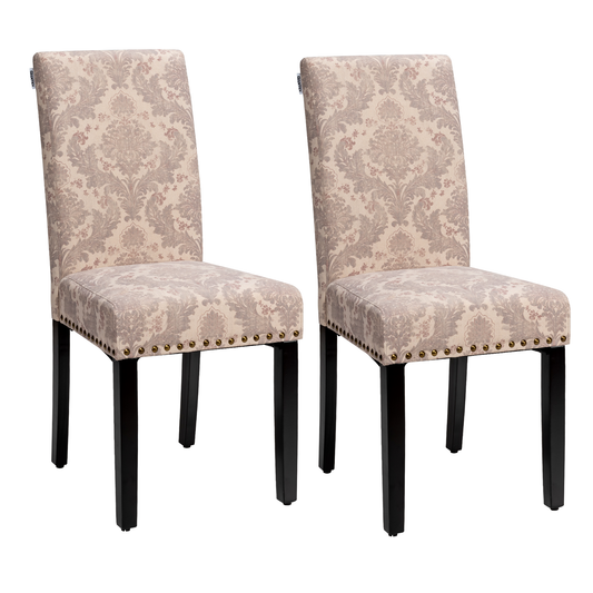 Set of 2 Fabric Upholstered Dining Chairs with Nailhead, Pink - Gallery Canada