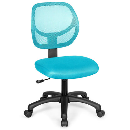 Low-back Computer Task Office Desk Chair with Swivel Casters, Blue Armless Chairs   at Gallery Canada